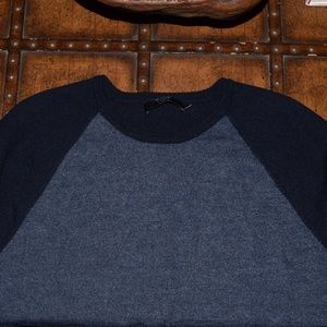J Crew Merino wool baseball crewneck sweater blue